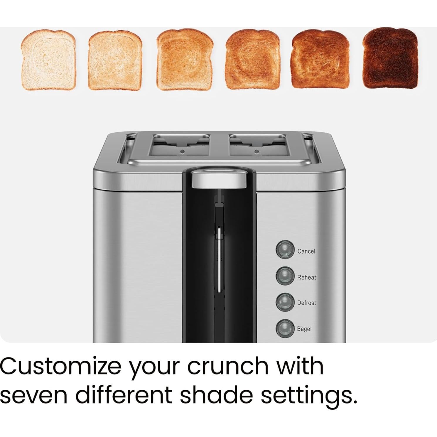 Tostadora Chefman 2 Rebanadas Acero Inoxidable 850W Plata