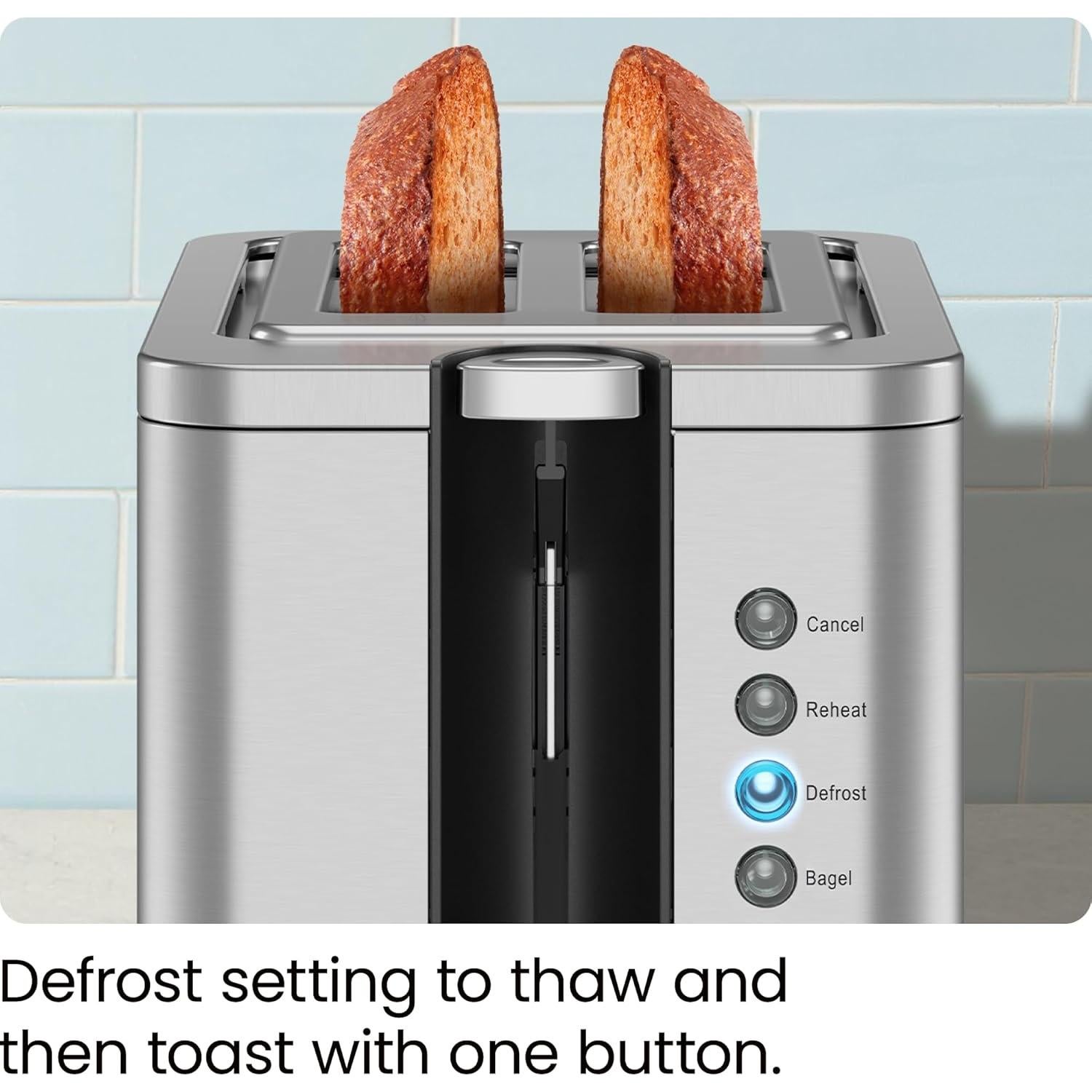 Tostadora Chefman 2 Rebanadas Acero Inoxidable 850W Plata