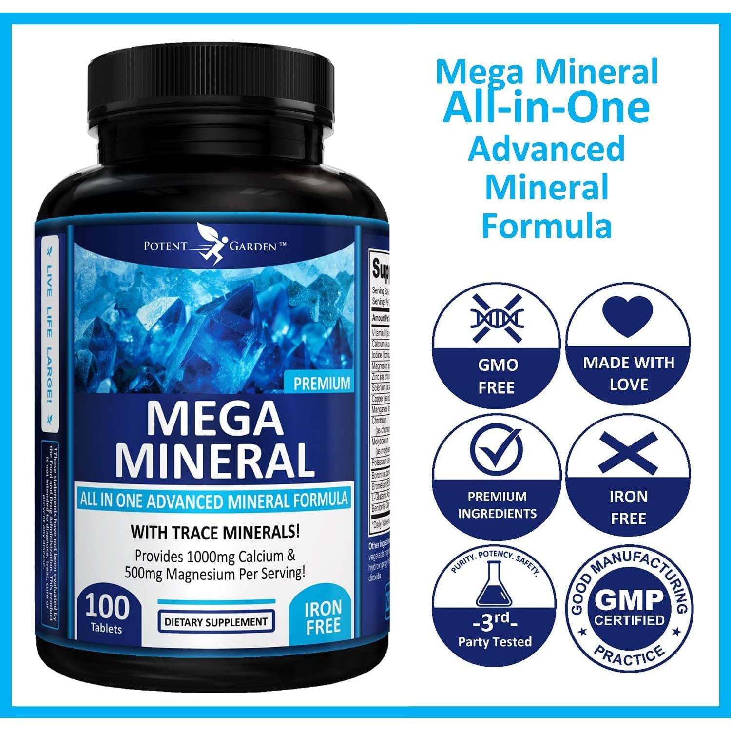 Suplemento Multimineral Potent Garden Mega Minerals 100 Pastillas