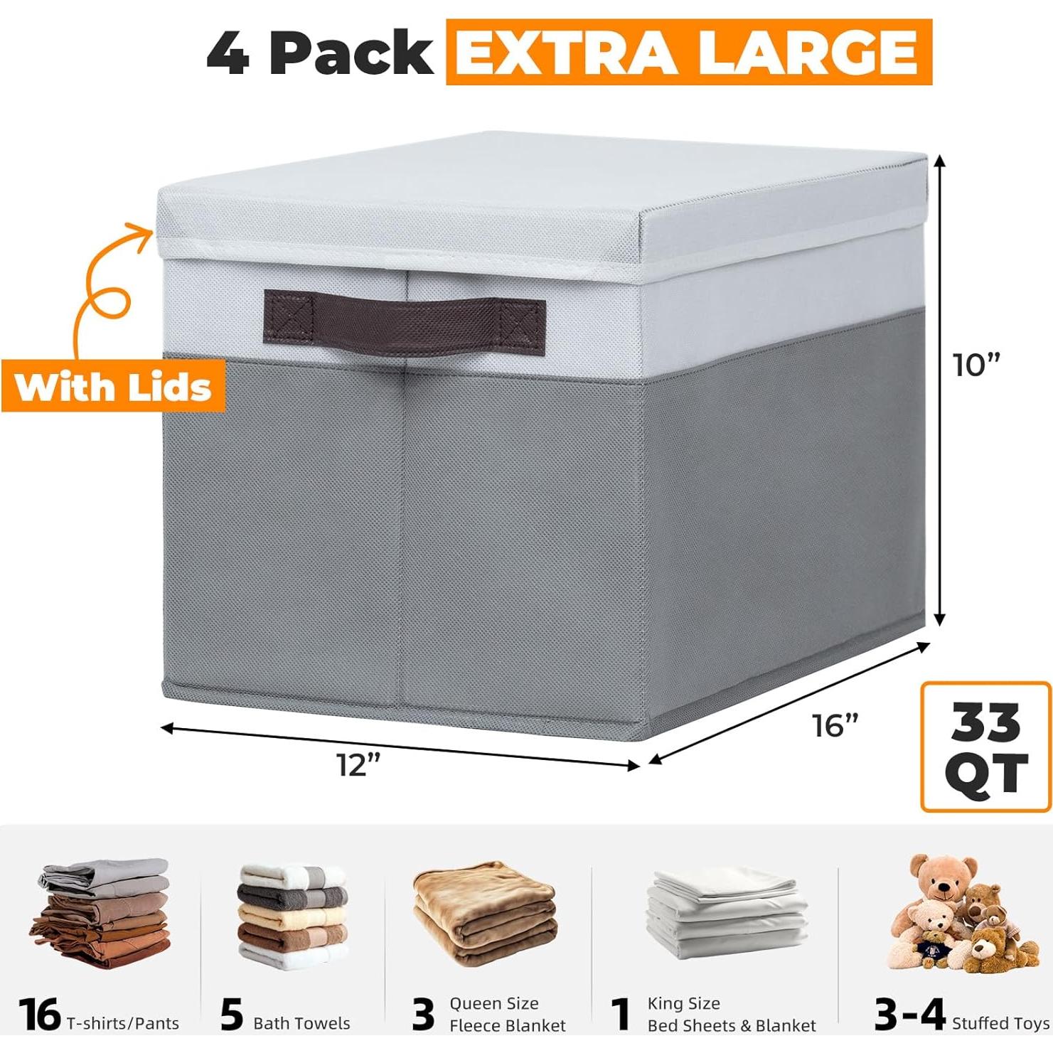 Cestas de Almacenamiento Extra Grande Criusia 4 Pack 31.23L