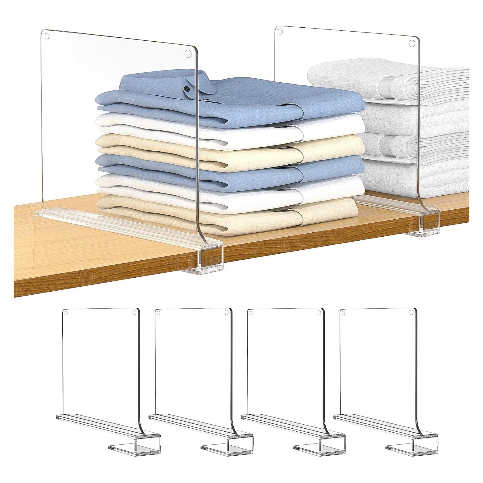 Divisores de Estante Acrílico Aolloa 4 Pcs 29.7x23.4 cm