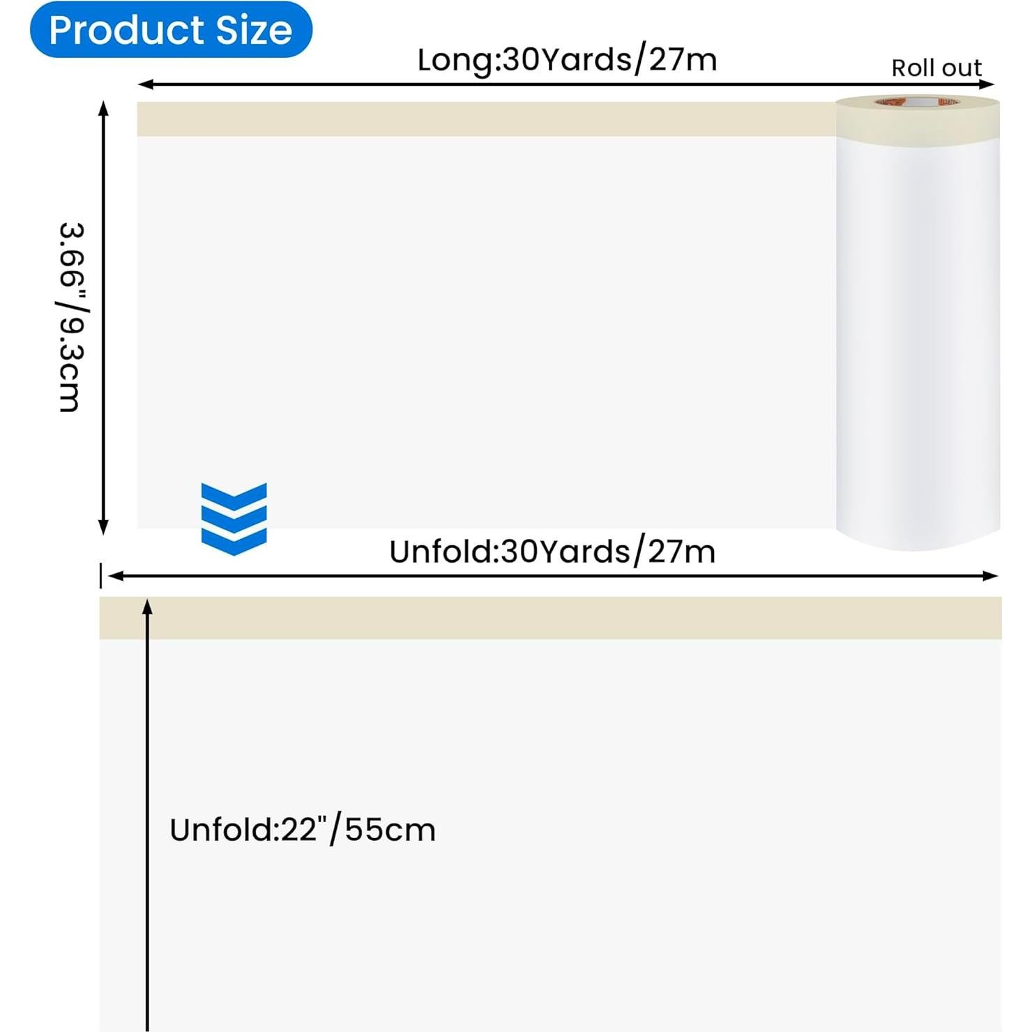 Película de Enmascarar Pre-tapada TAPEBEAR 55.88 cm x 27.43 m