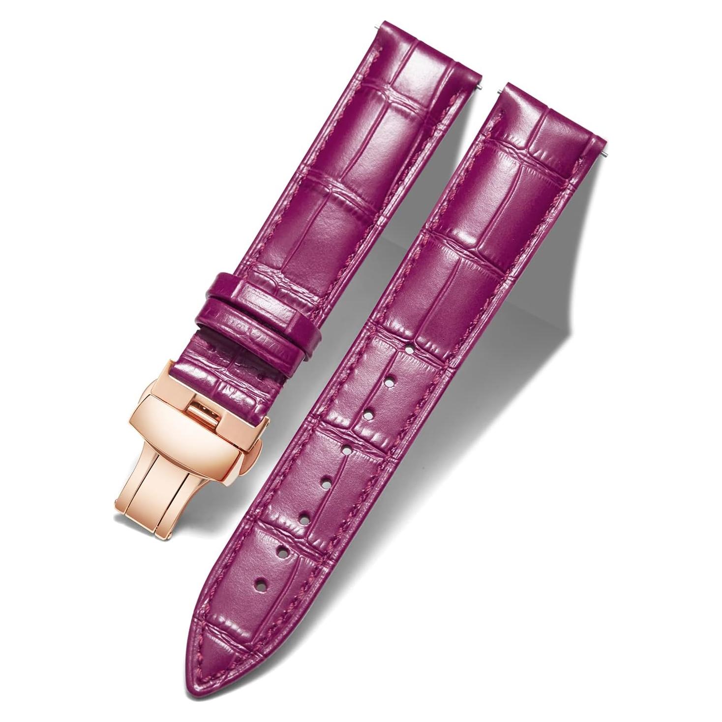 Correa de Reloj de Cuero BINLUN 12-24mm con Hebilla Oro Rosa