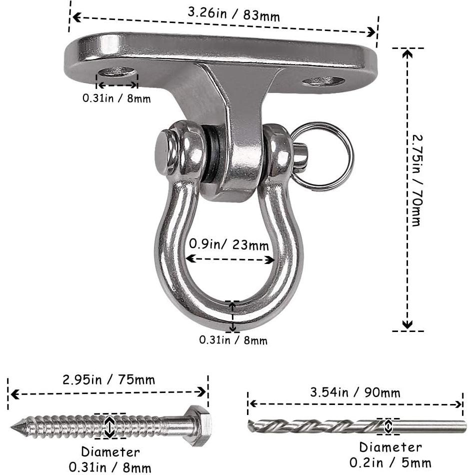 Soporte de Columpio IOH Alta Resistencia 2000 lbs 180° Movimiento