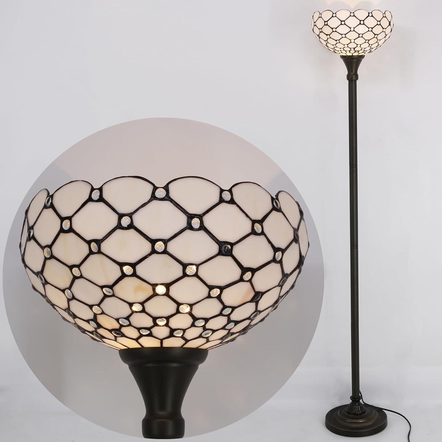 Lámpara de Pie Tiffany WERFACTORY 30 cm Ámbar 167 cm Luz LED