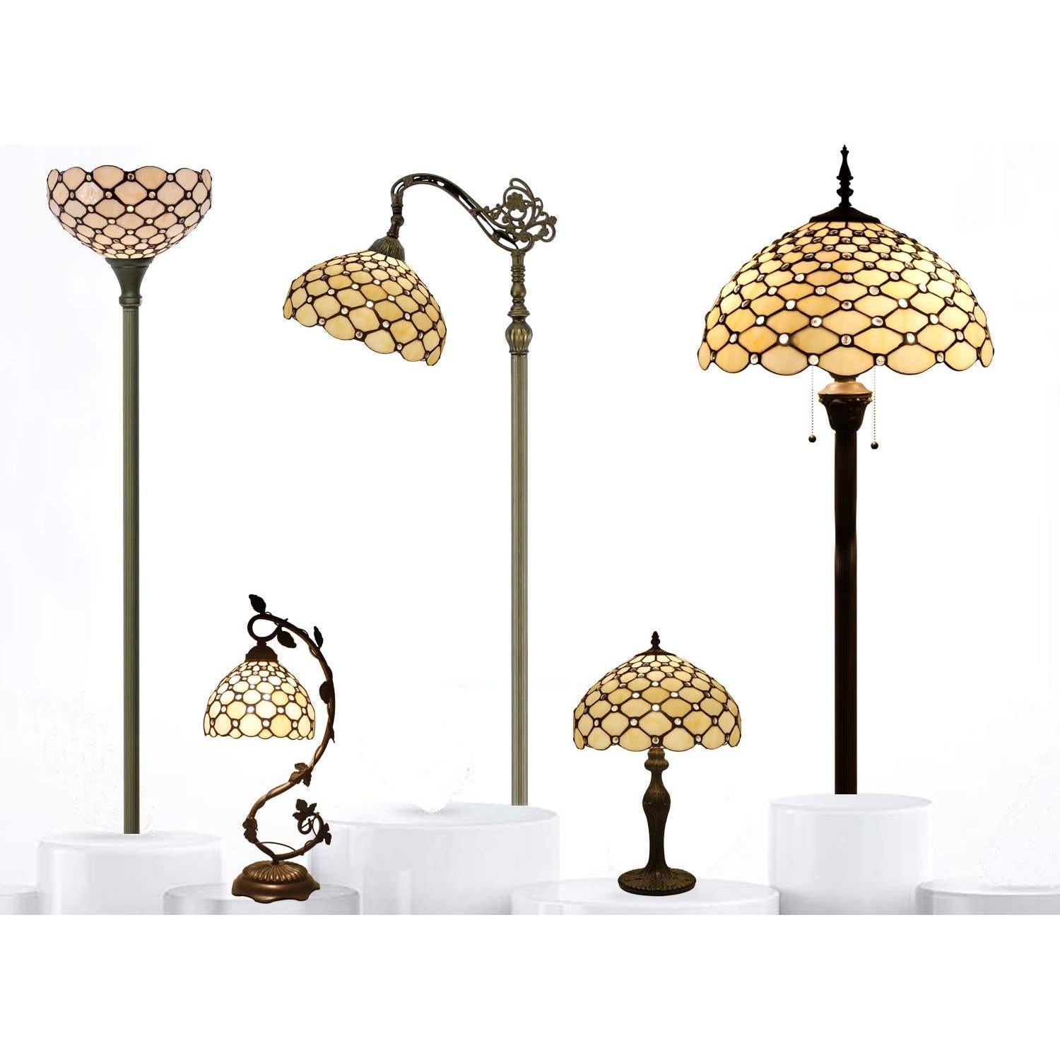 Lámpara de Pie Tiffany WERFACTORY 30 cm Ámbar 167 cm Luz LED