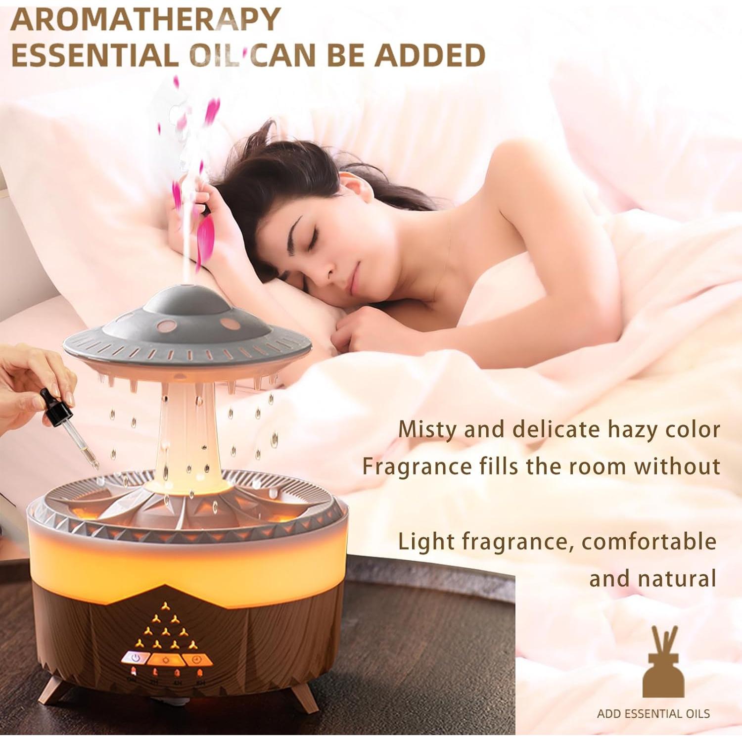 Humidificador de gotas de lluvia Fuliying V56 con luces LED