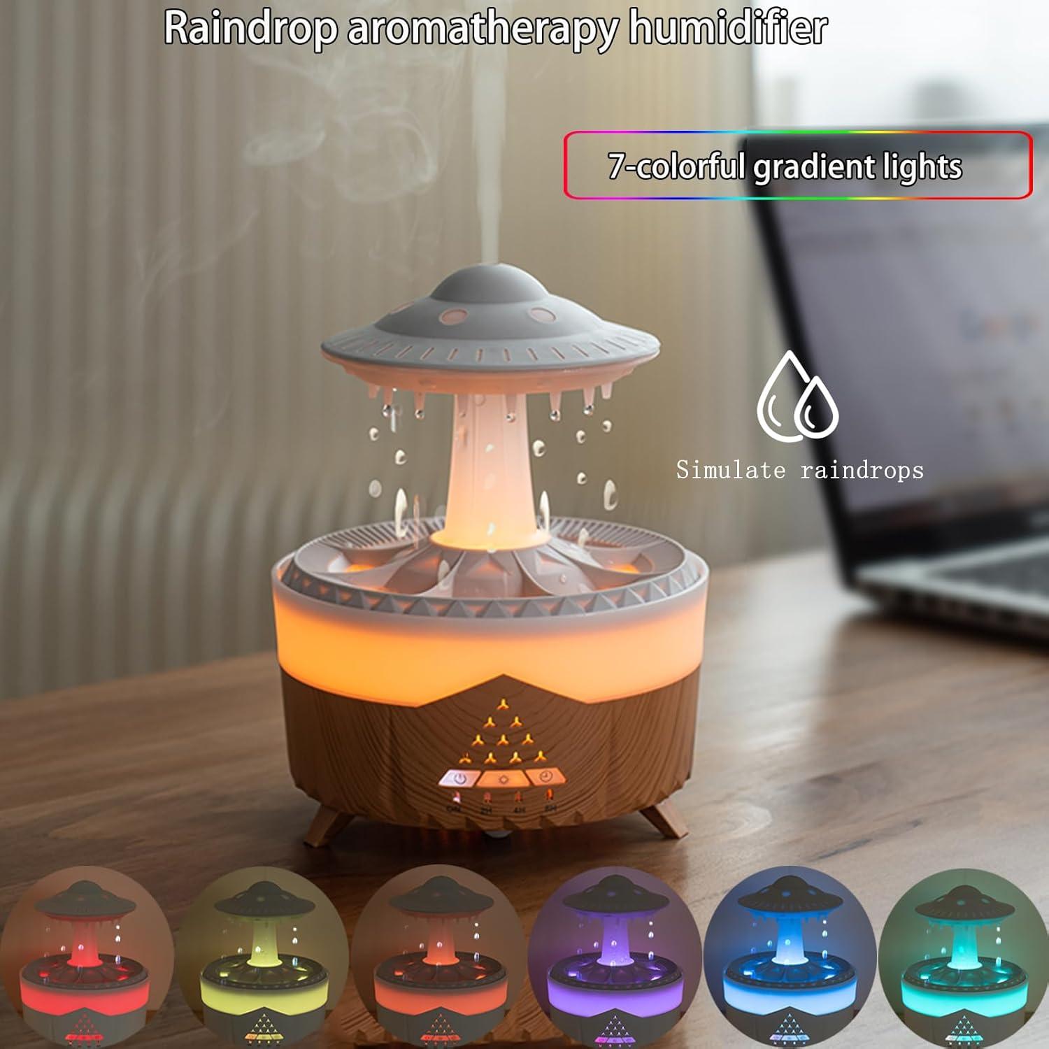 Humidificador de gotas de lluvia Fuliying V56 con luces LED