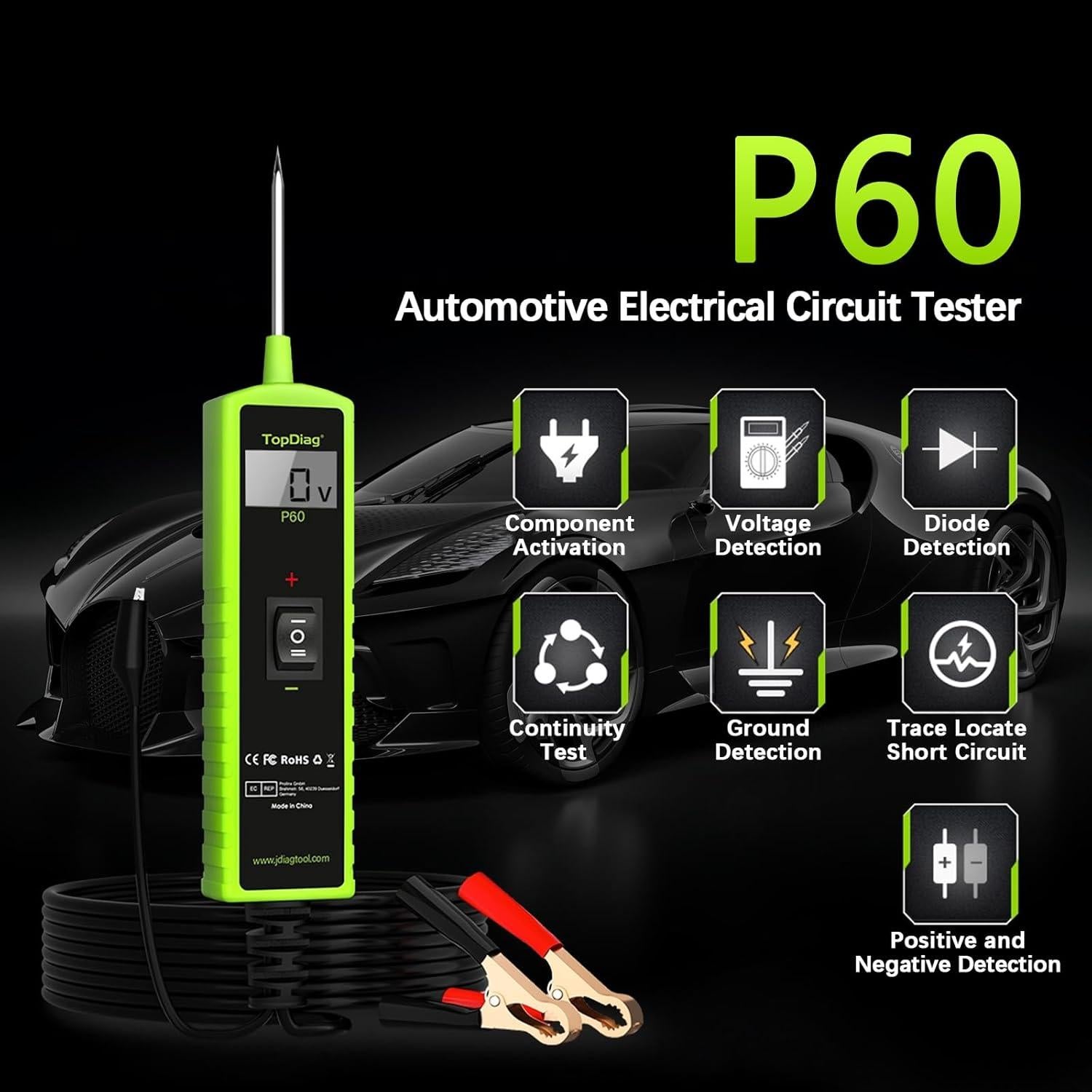 Probador de Circuito Automotriz Topdiag P60 12V-24V