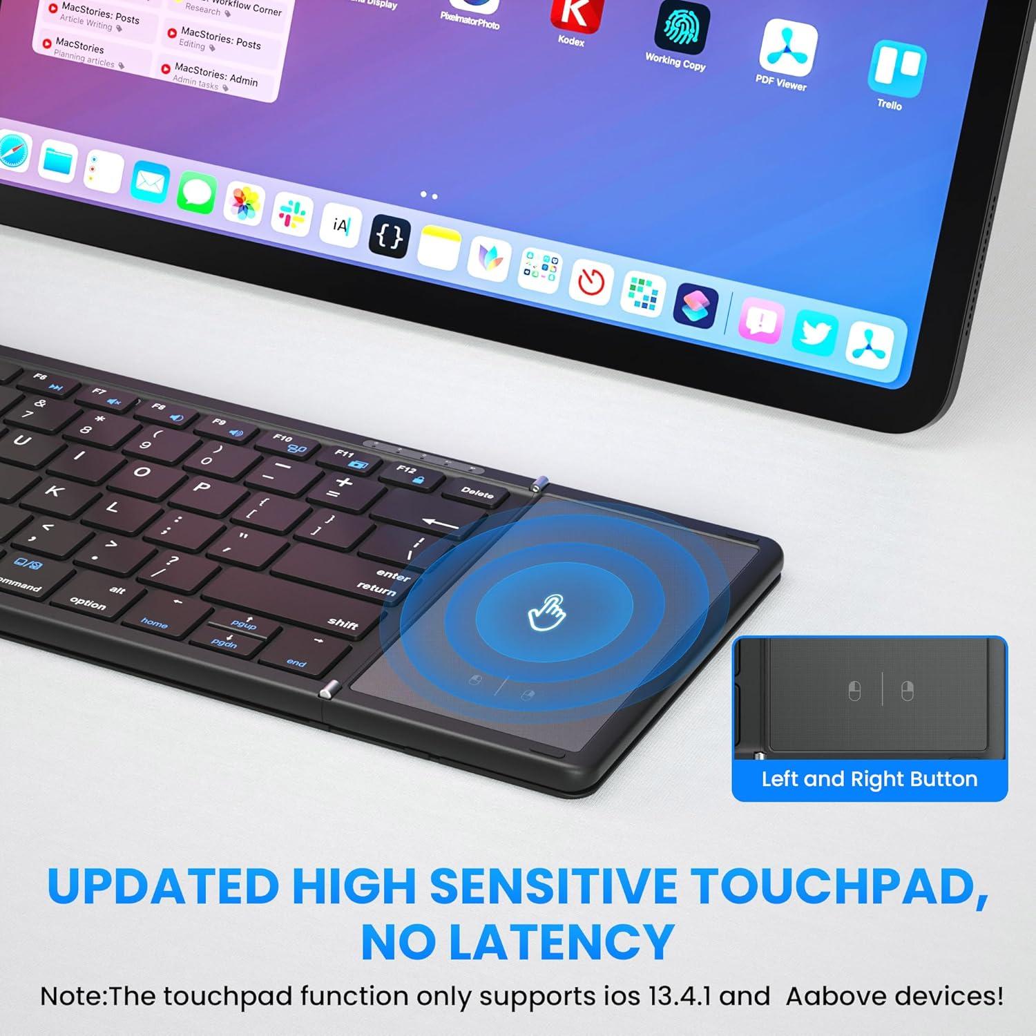 Teclado Bluetooth Plegable JPHTEK con Touchpad Negro