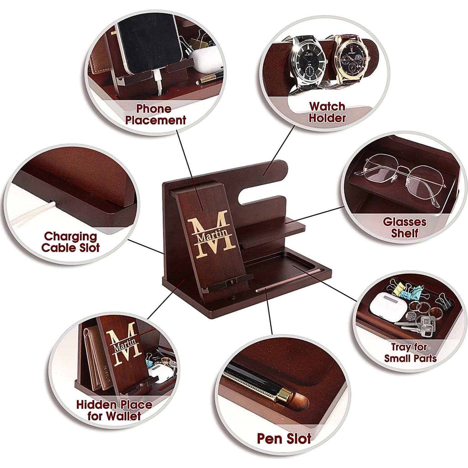 Estación de Acoplamiento de Madera Personalizada Awofer 15x26 cm