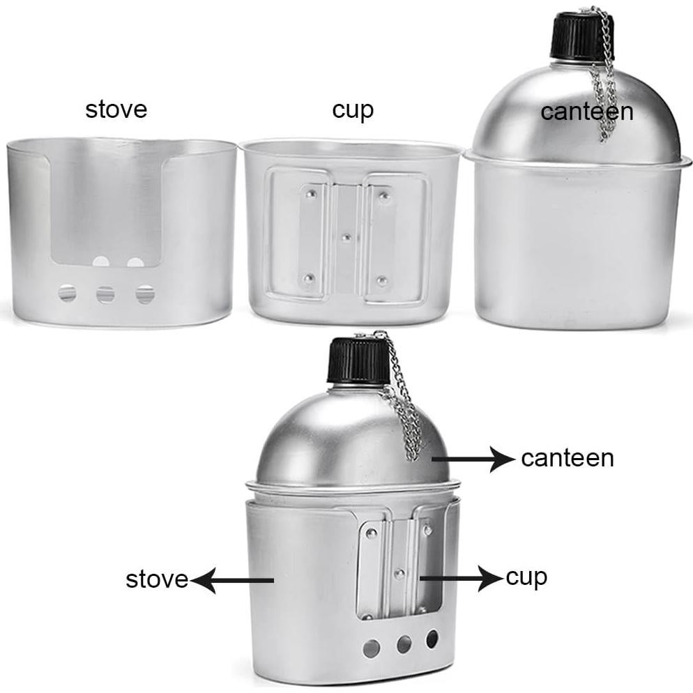 Juego de cocina portátil Tempsnow 4 piezas aluminio camping