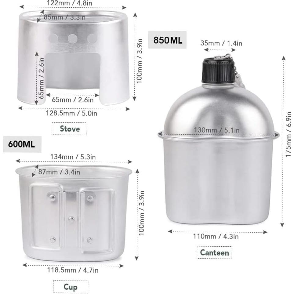 Juego de cocina portátil Tempsnow 4 piezas aluminio camping