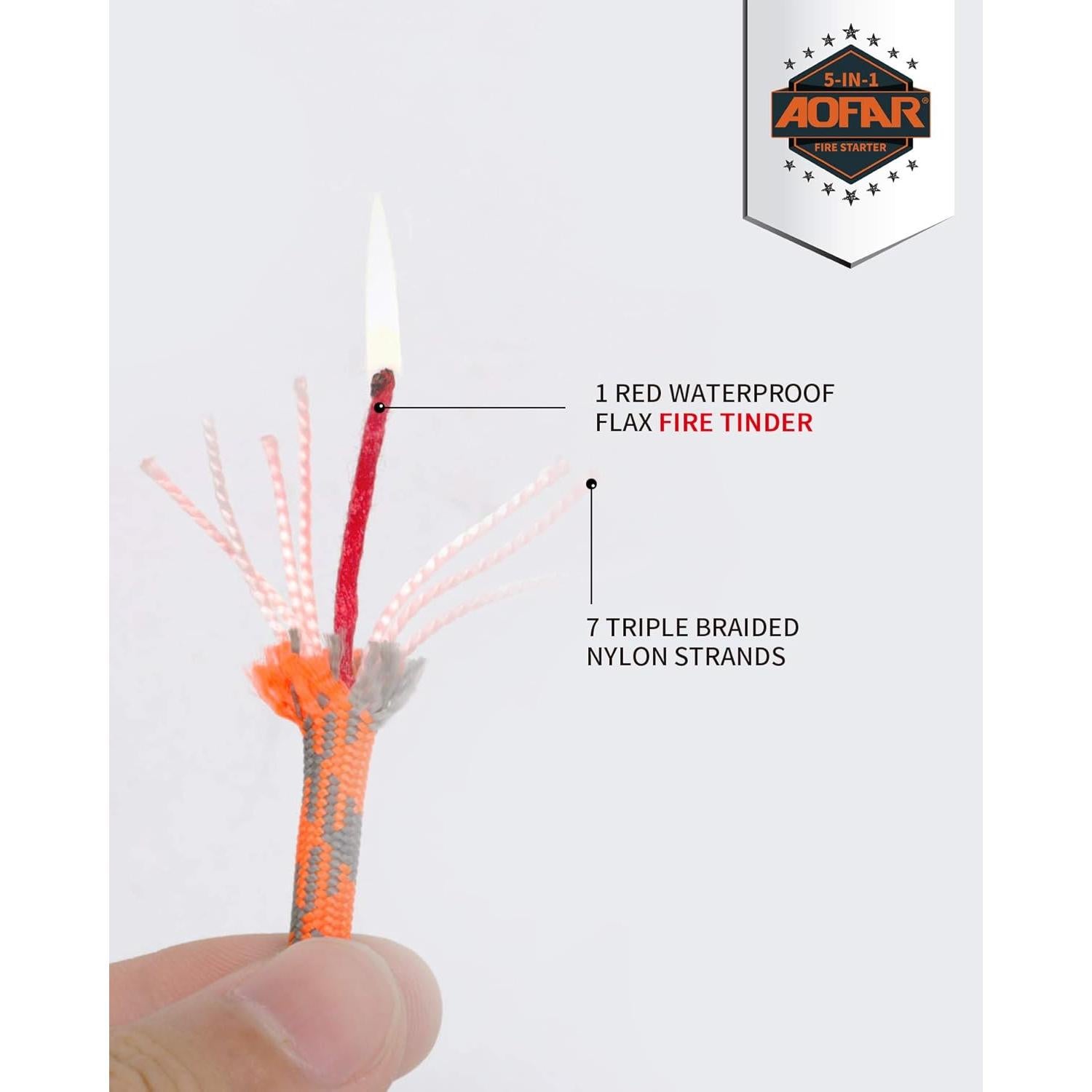 Encendedor de Fuego AOFAR AF-381 con Paracord y Silbato