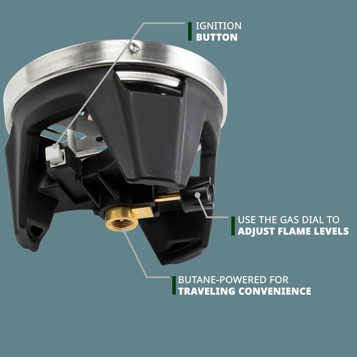 Estufa de Gas Portátil Hike Crew con Olla 0.8L y Tapa Silicona