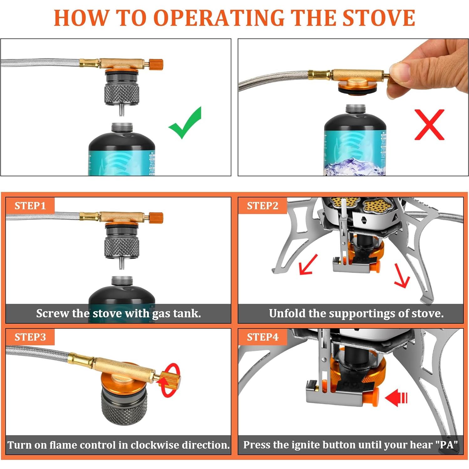 Estufa de Camping Facitsolvit 6800W Plegable a Prueba de Viento