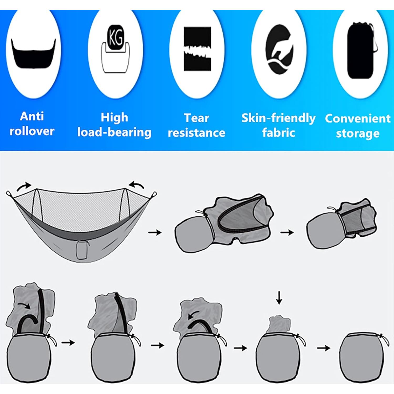 Hamaca de Camping LFL con Red Antimosquitos 2.5m Azul