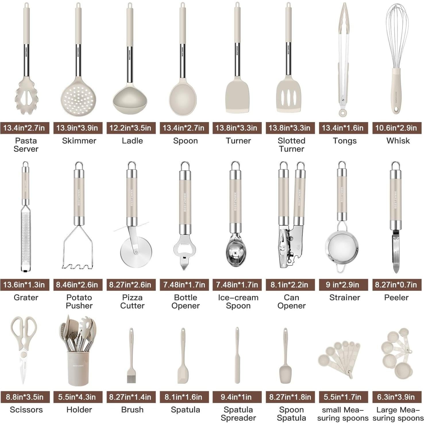 Juego de Utensilios de Cocina BESTZMWK 33 Piezas Silicona