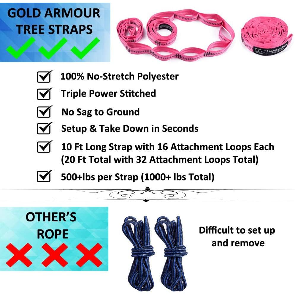 Hamaca Doble XL Gold Armour 3.81m x 2.01m Fucsia/Rosa