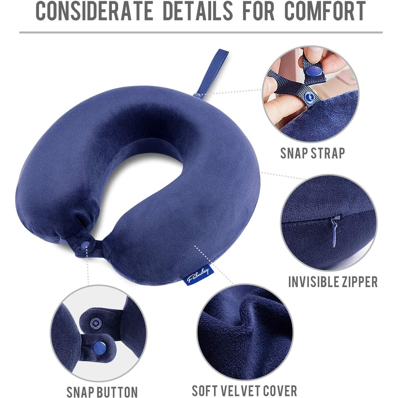 Almohada de Viaje Fabuday Espuma de Memoria Azul 30x29cm