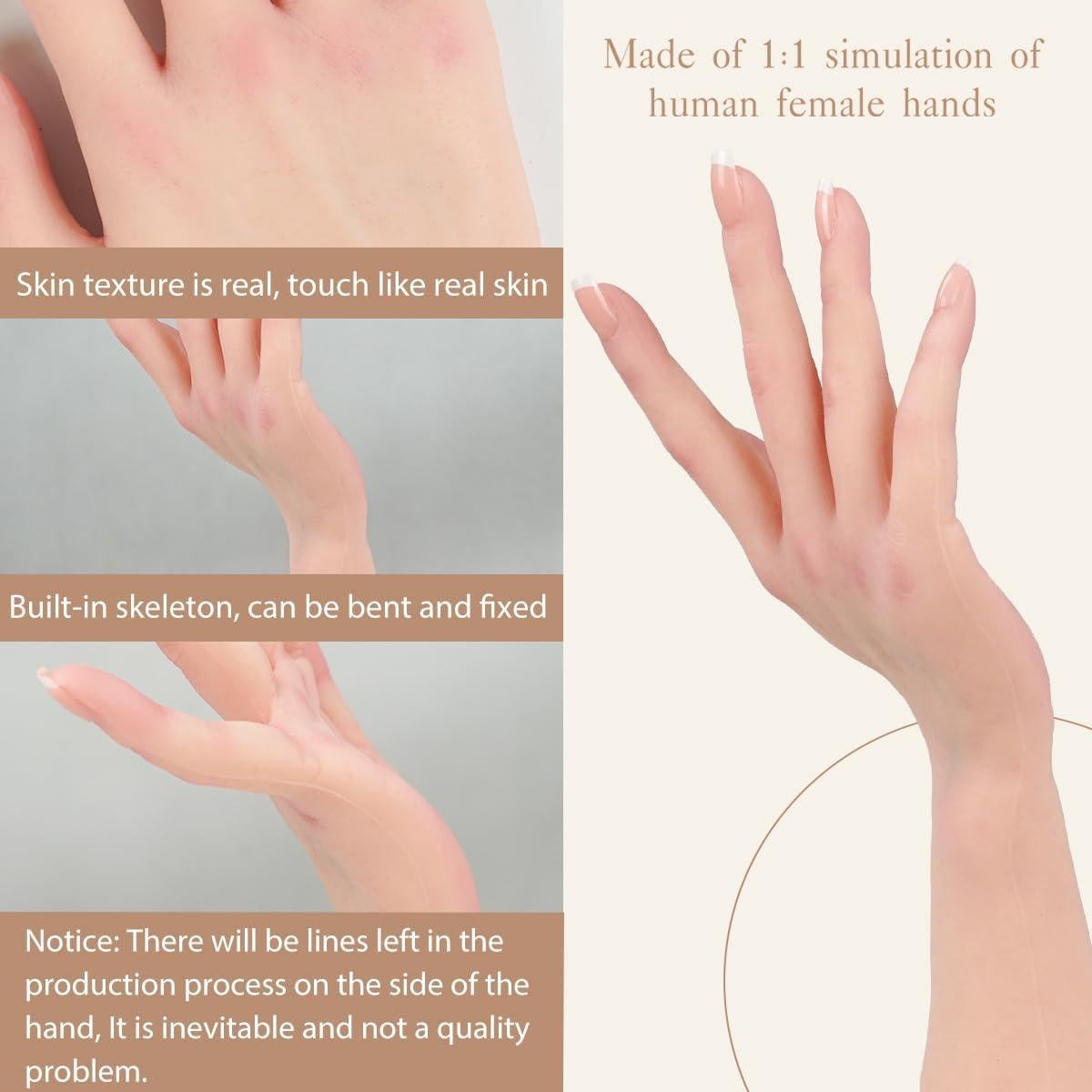 Mano Falsa de Silicona KUMIHO con Esqueleto - Marrón