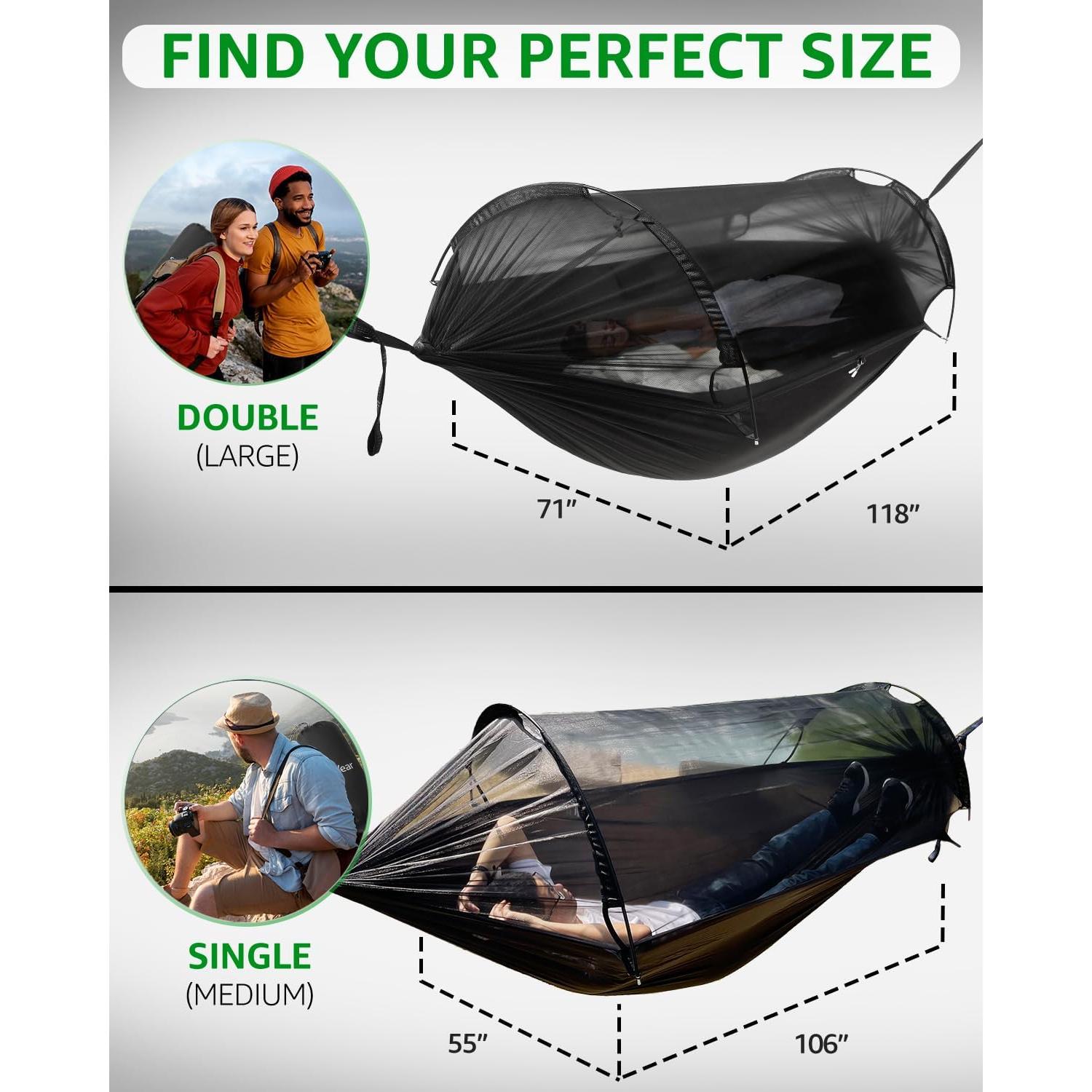 Hamaca de Camping Advokair con Red Anti Mosquitos 269x139cm