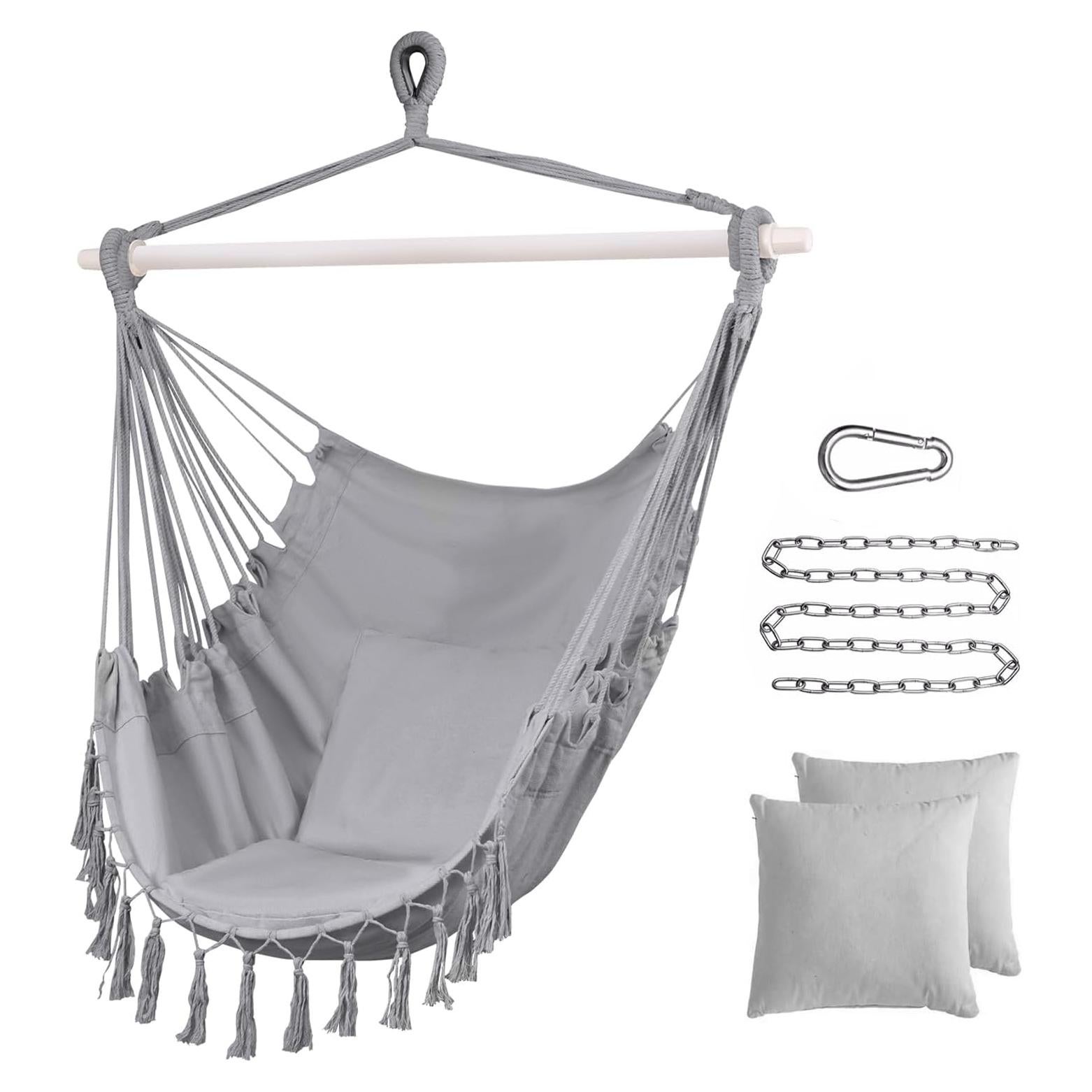 Silla Colgante de Hamaca SOTSWOR Gris con 2 Cojines