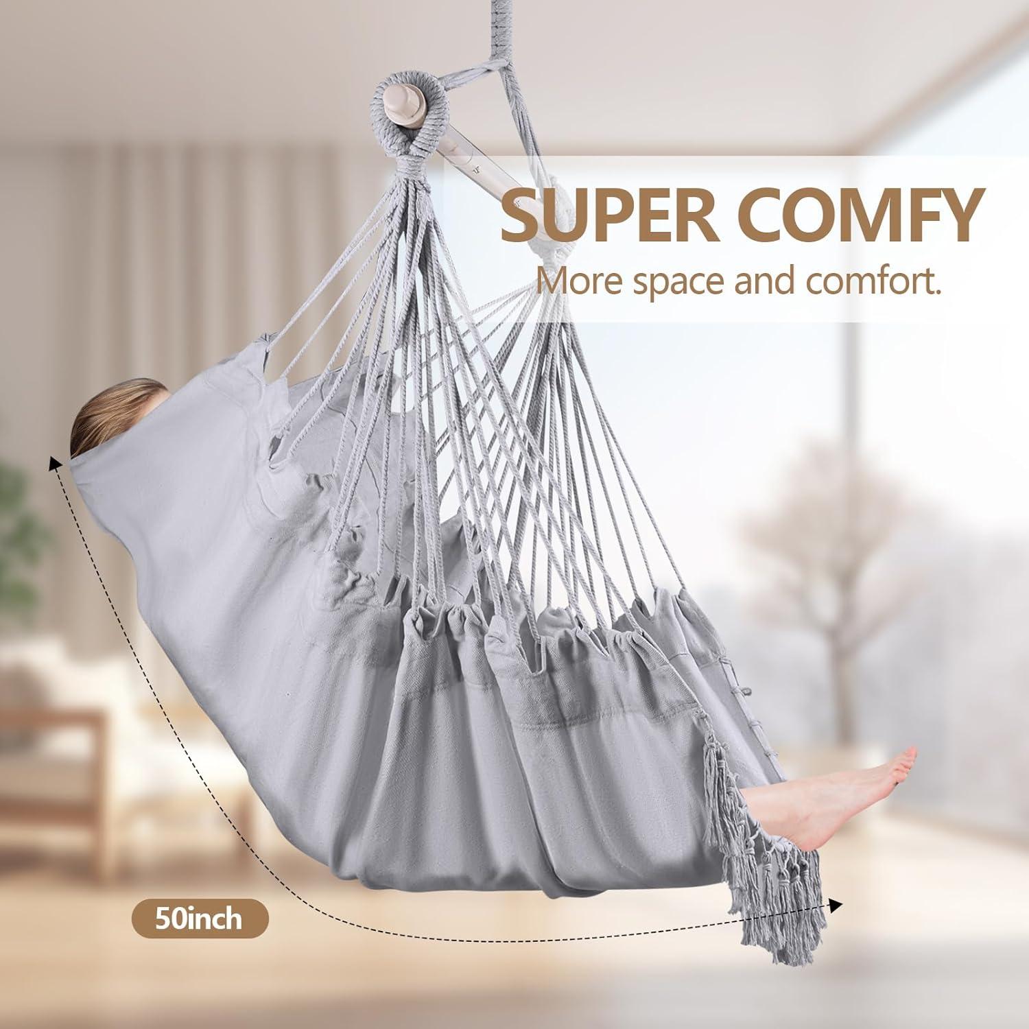 Silla Colgante de Hamaca SOTSWOR Gris con 2 Cojines