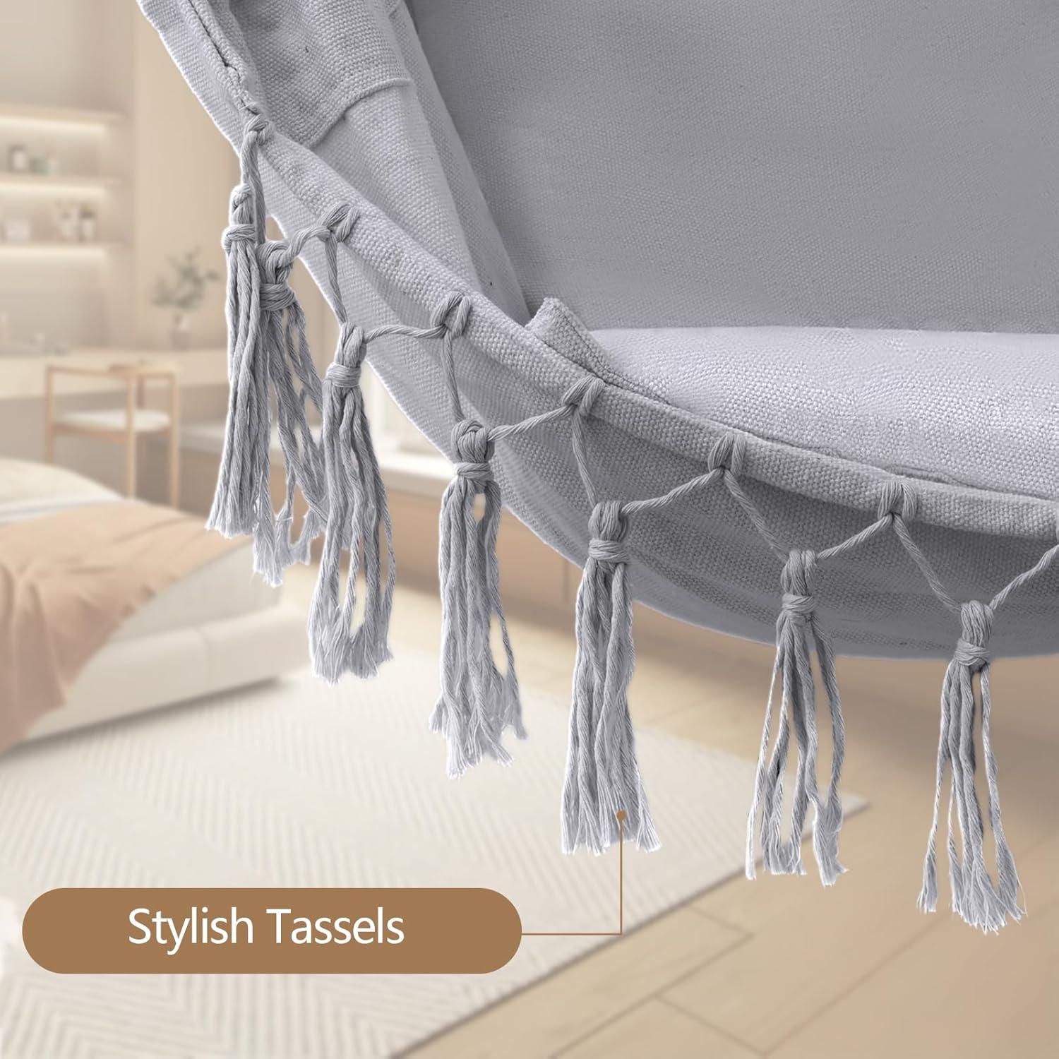 Silla Colgante de Hamaca SOTSWOR Gris con 2 Cojines