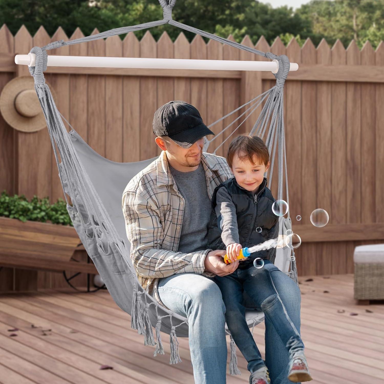 Silla Colgante de Hamaca SOTSWOR Gris con 2 Cojines