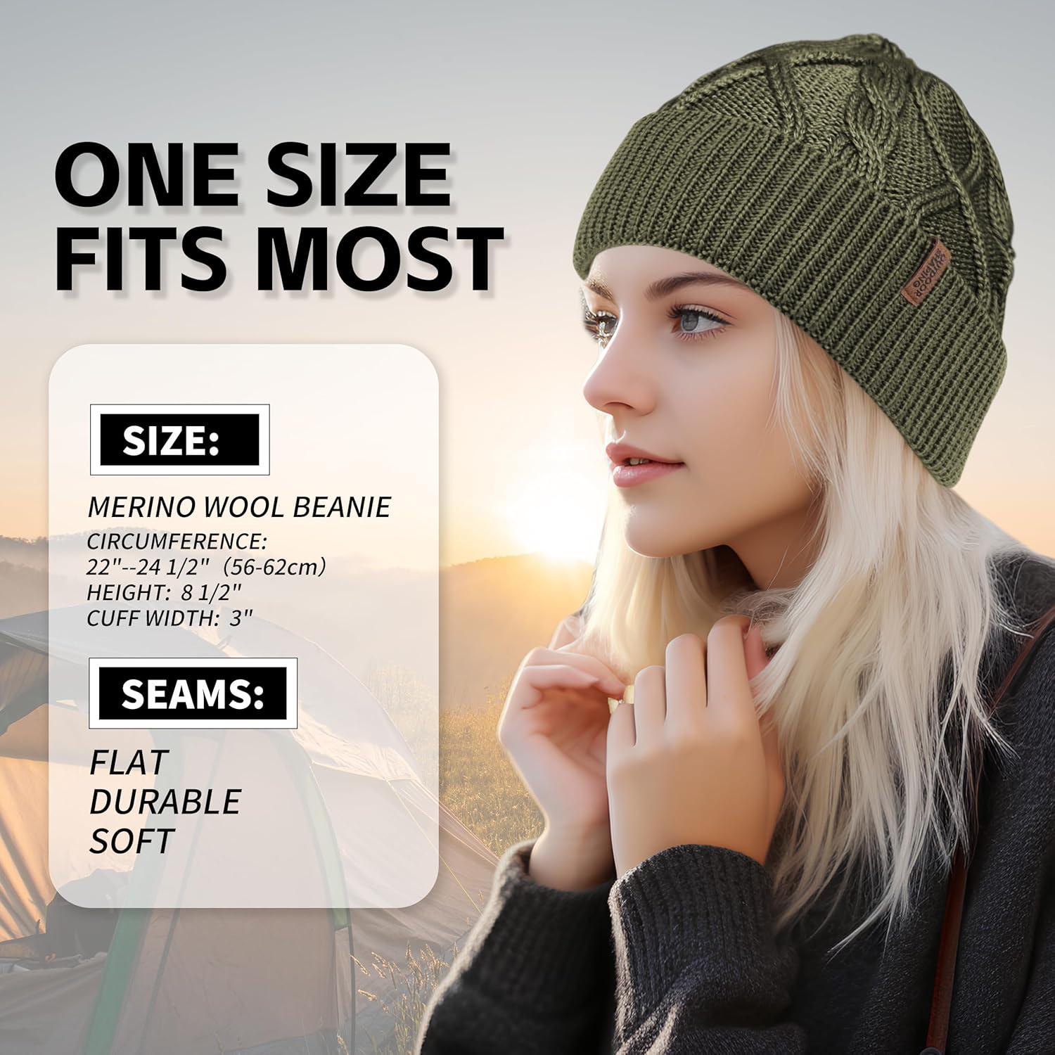 Gorro de lana Merino unisex OUTDOOR SHAPING verde ejército