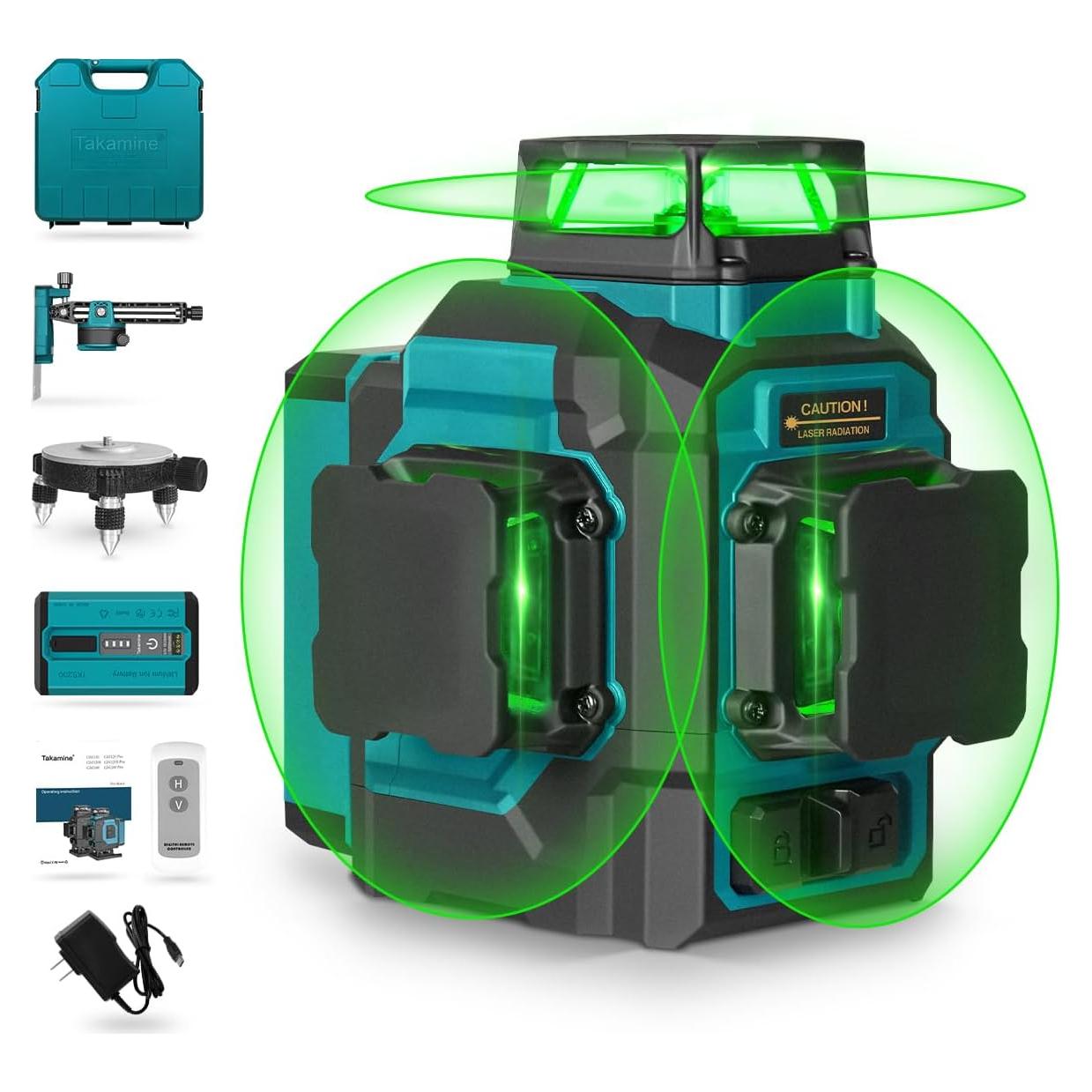 Nivel Láser Verde Takamine GM120S 3D Autonivelante con Control Remoto