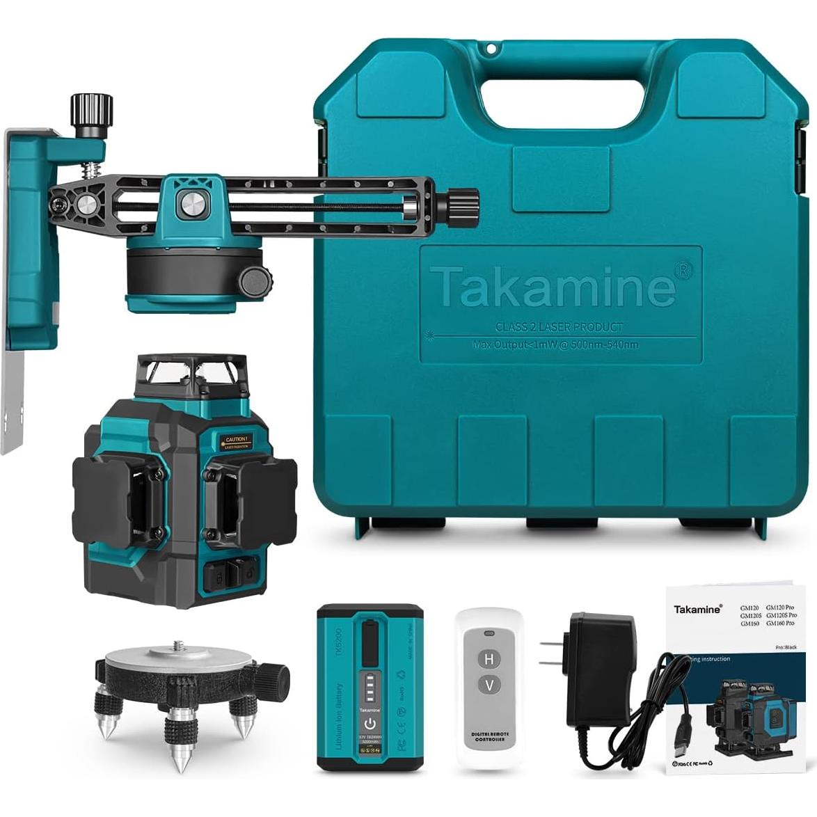 Nivel Láser Verde Takamine GM120S 3D Autonivelante con Control Remoto
