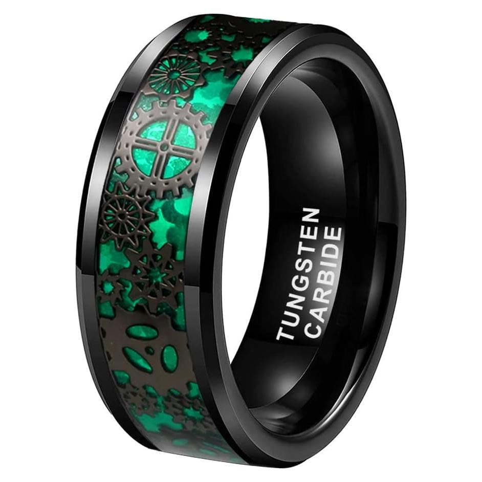 Anillo de tungsteno TUTISS 8mm steampunk fibra carbono