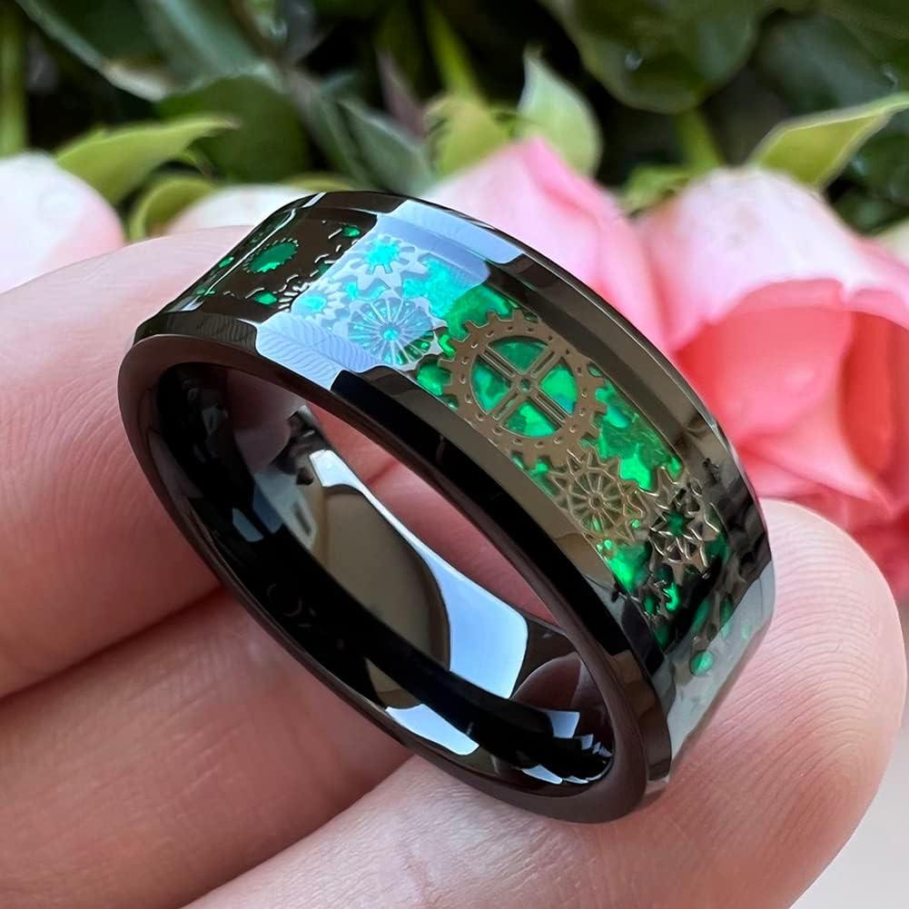 Anillo de tungsteno TUTISS 8mm steampunk fibra carbono