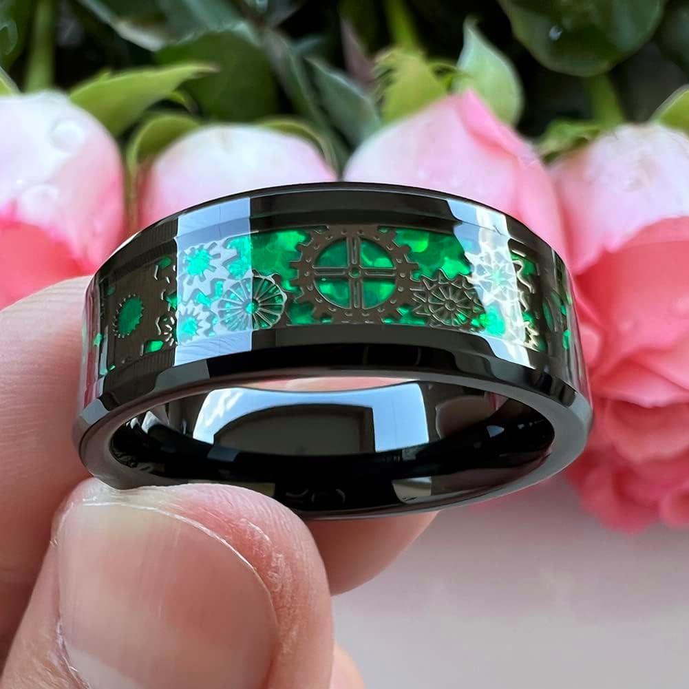 Anillo de tungsteno TUTISS 8mm steampunk fibra carbono