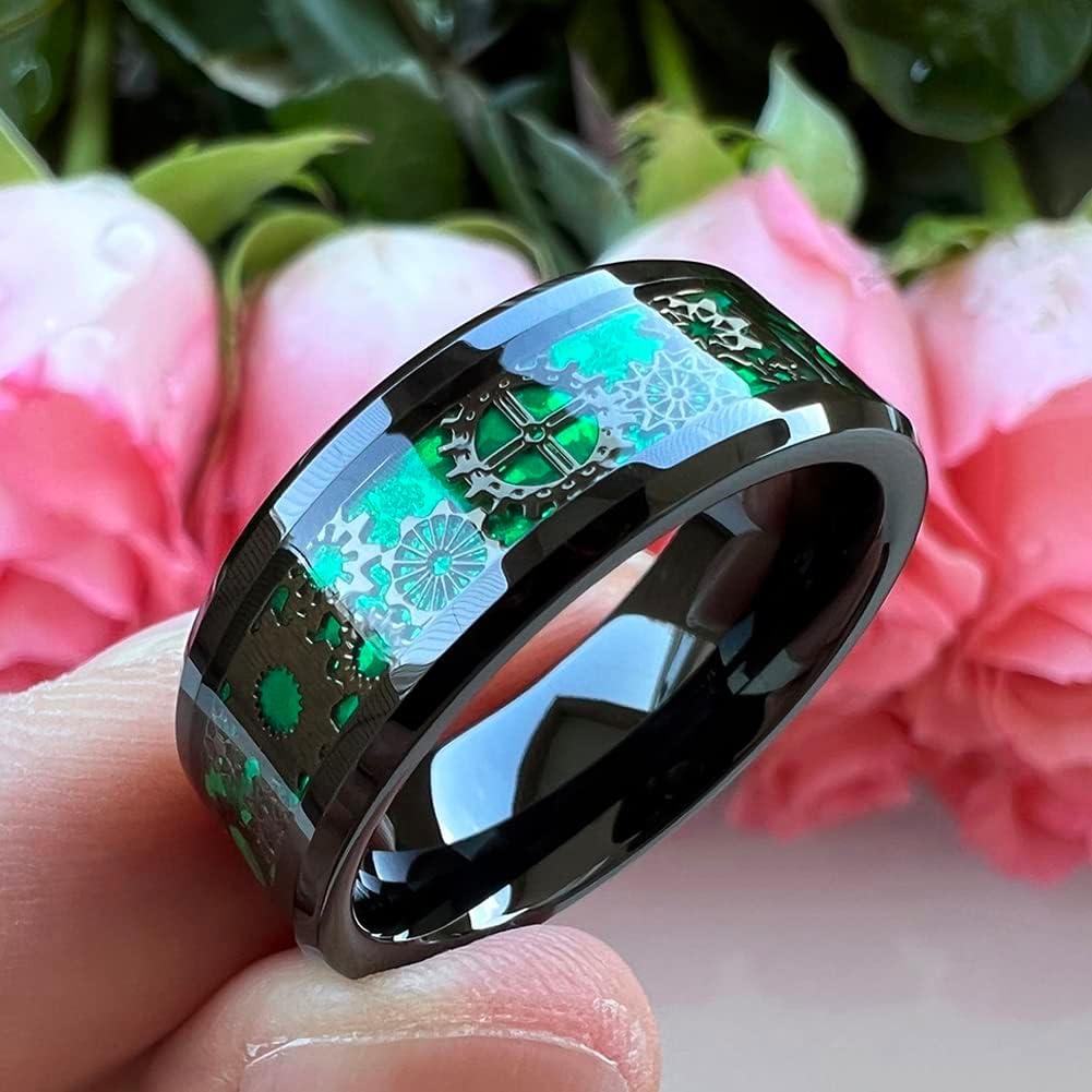 Anillo de tungsteno TUTISS 8mm steampunk fibra carbono