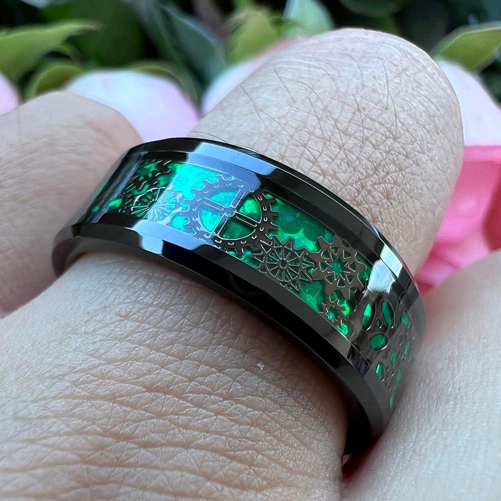 Anillo de tungsteno TUTISS 8mm steampunk fibra carbono
