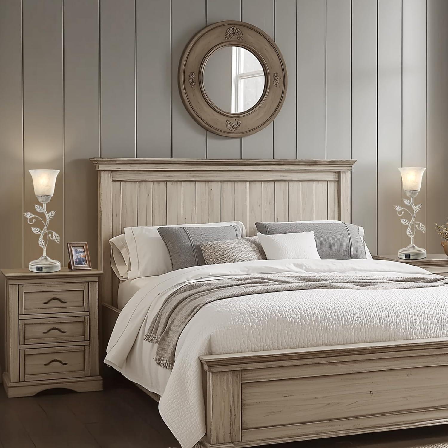 Juego de 2 Lámparas de Mesa RORIANO Retro con USB y LED