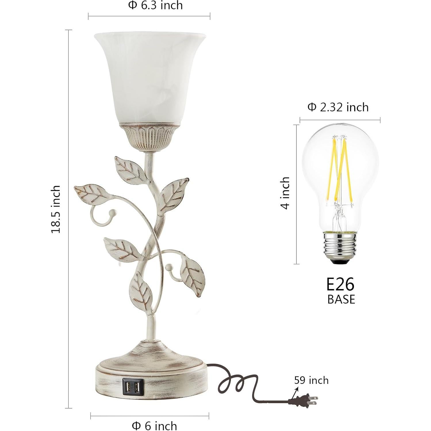 Juego de 2 Lámparas de Mesa RORIANO Retro con USB y LED