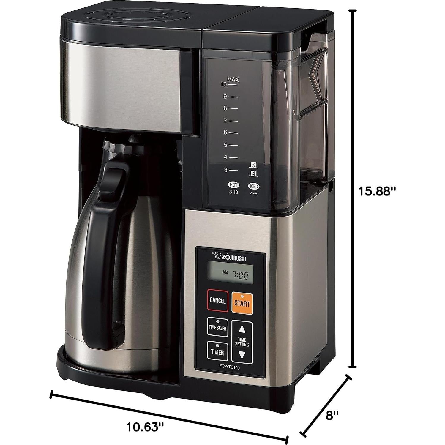 Cafetera Zojirushi EC-YTC100 de 10 Tazas Acero Inoxidable