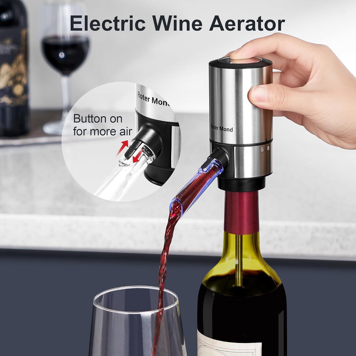 Juego de Abridor de Vino Eléctrico Roter Mond 5 en 1 con Accesorios