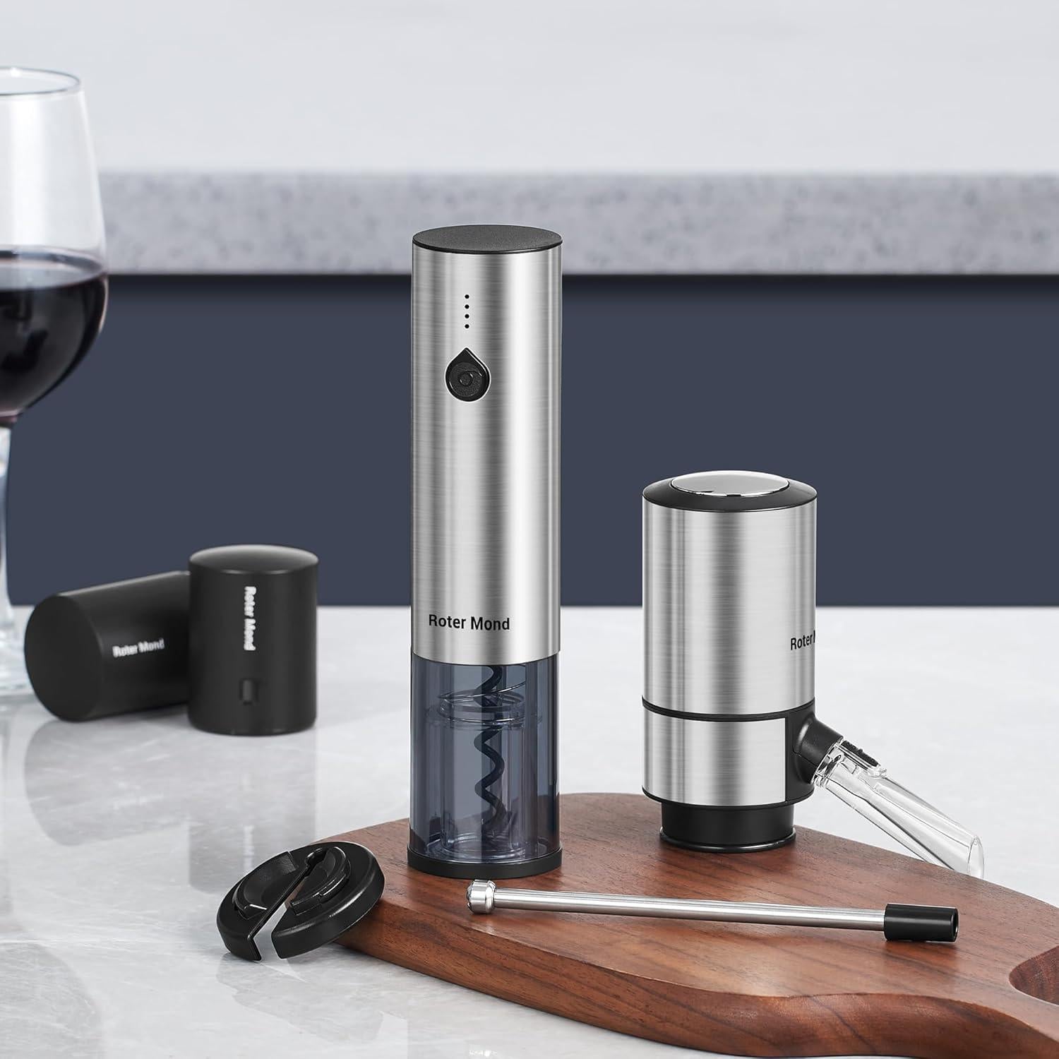 Juego de Abridor de Vino Eléctrico Roter Mond 5 en 1 con Accesorios