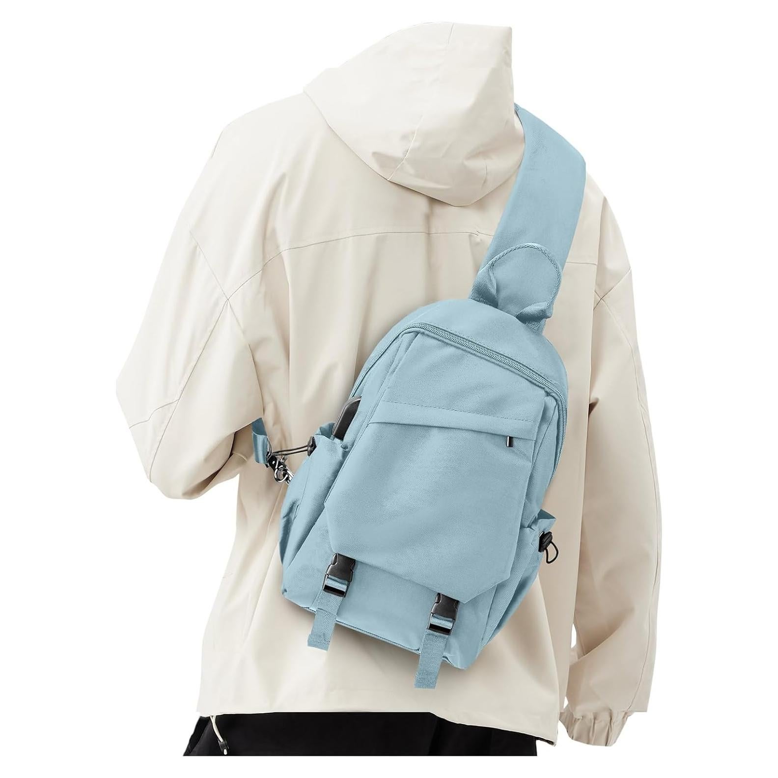 Mochila Cruzada Antirrobo SEAFEW Azul 34x19cm USB