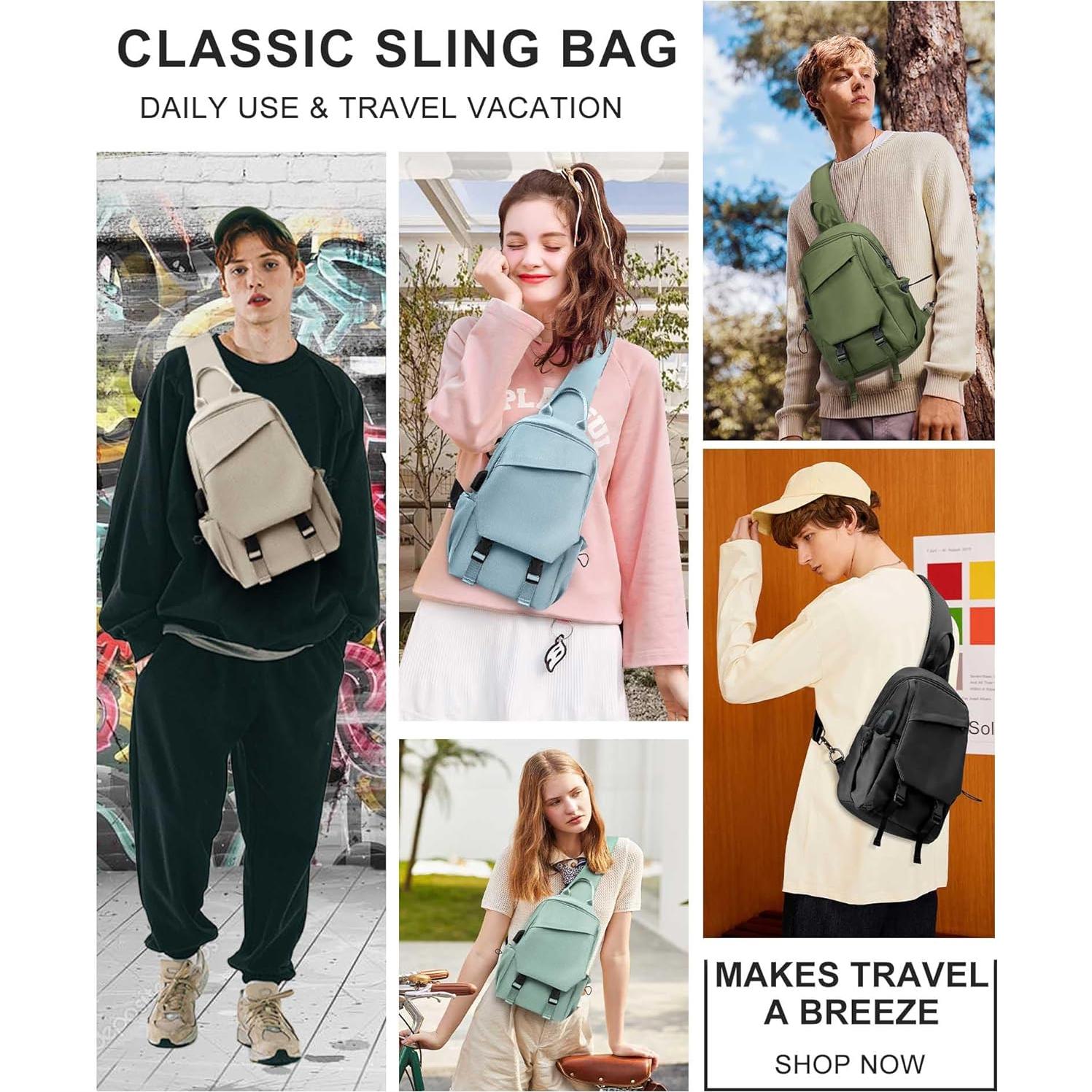 Mochila Cruzada Antirrobo SEAFEW Azul 34x19cm USB