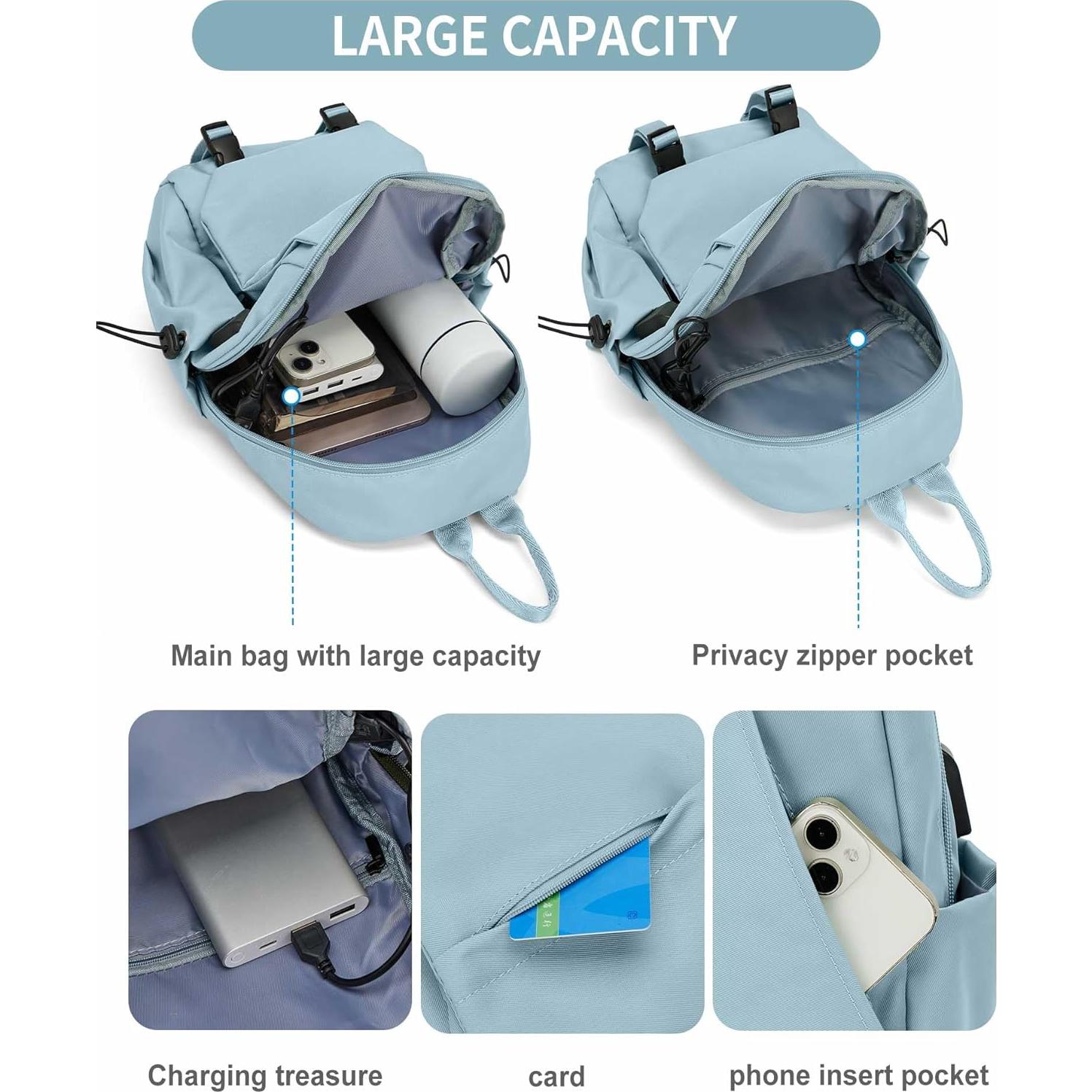 Mochila Cruzada Antirrobo SEAFEW Azul 34x19cm USB