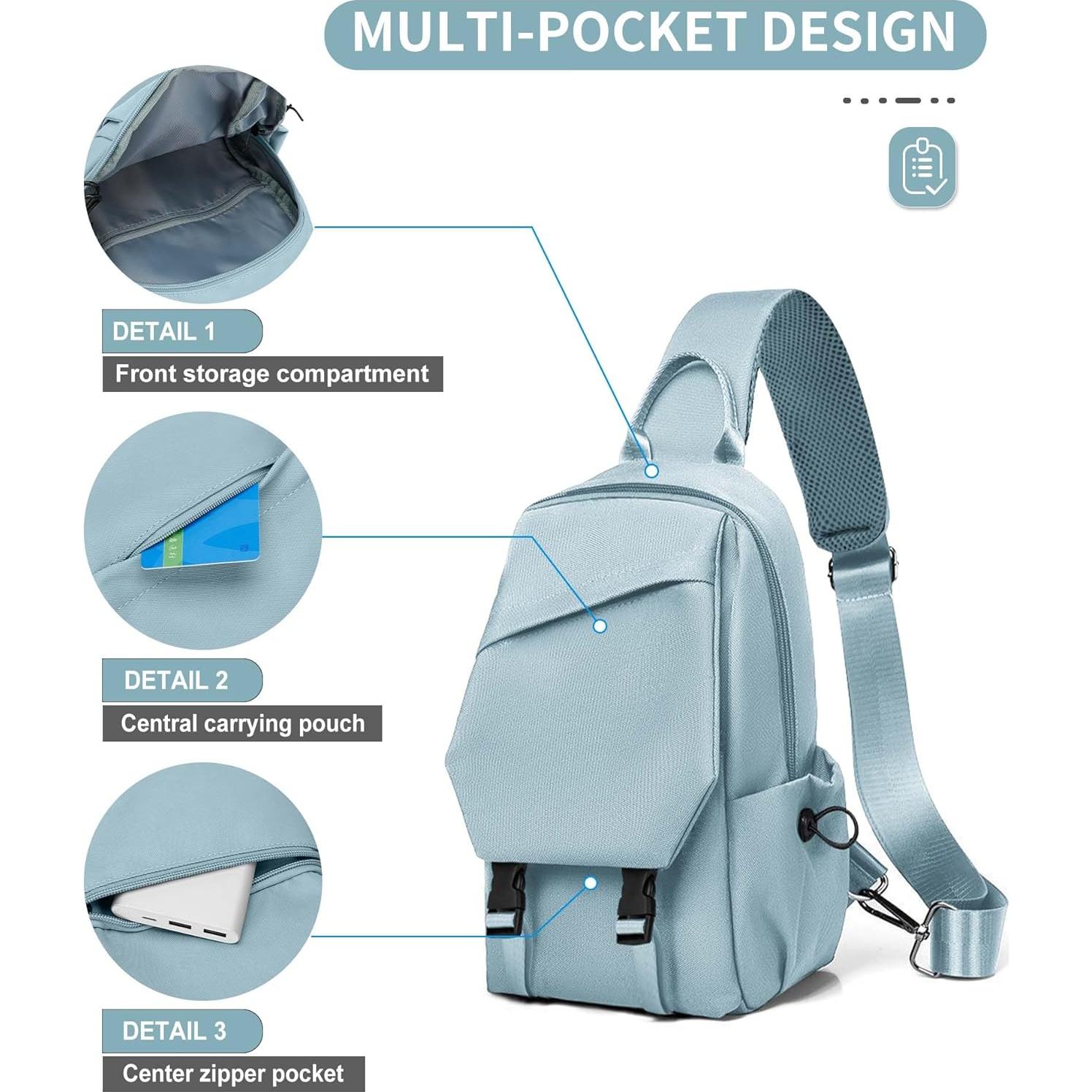 Mochila Cruzada Antirrobo SEAFEW Azul 34x19cm USB