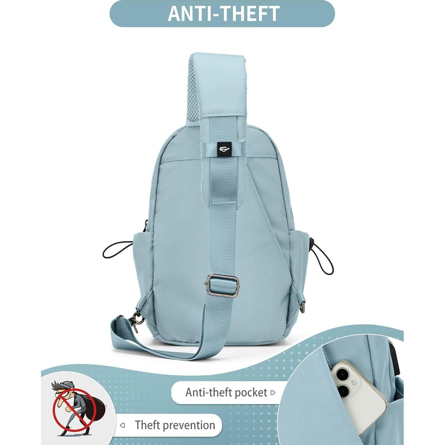 Mochila Cruzada Antirrobo SEAFEW Azul 34x19cm USB