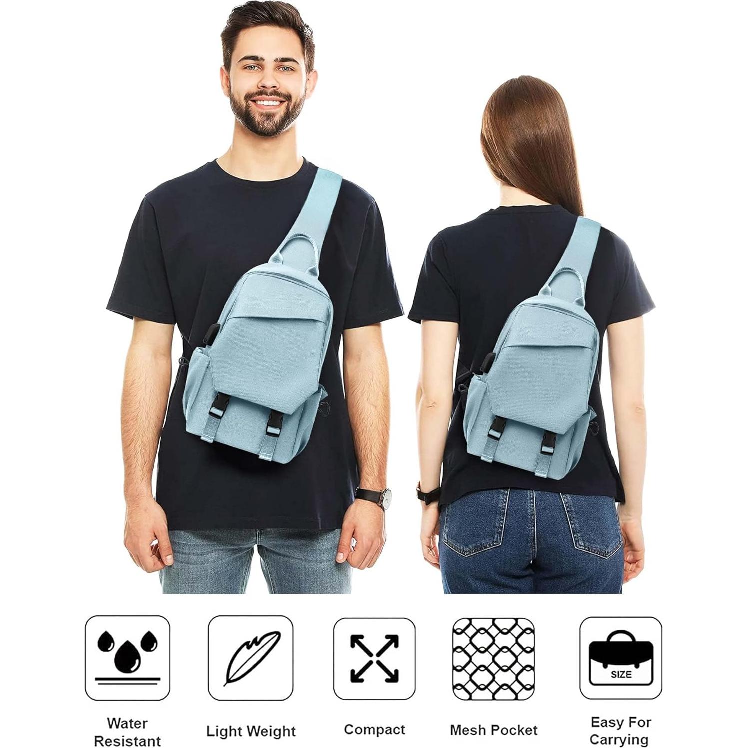 Mochila Cruzada Antirrobo SEAFEW Azul 34x19cm USB