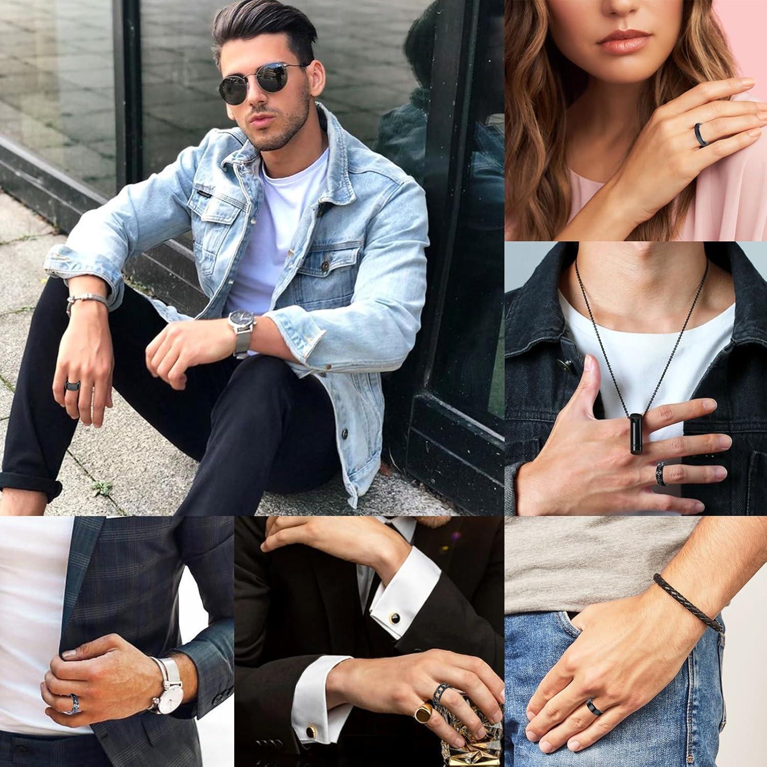 Conjunto de 6 Anillos de Acero Inoxidable LOWNOUR Unisex